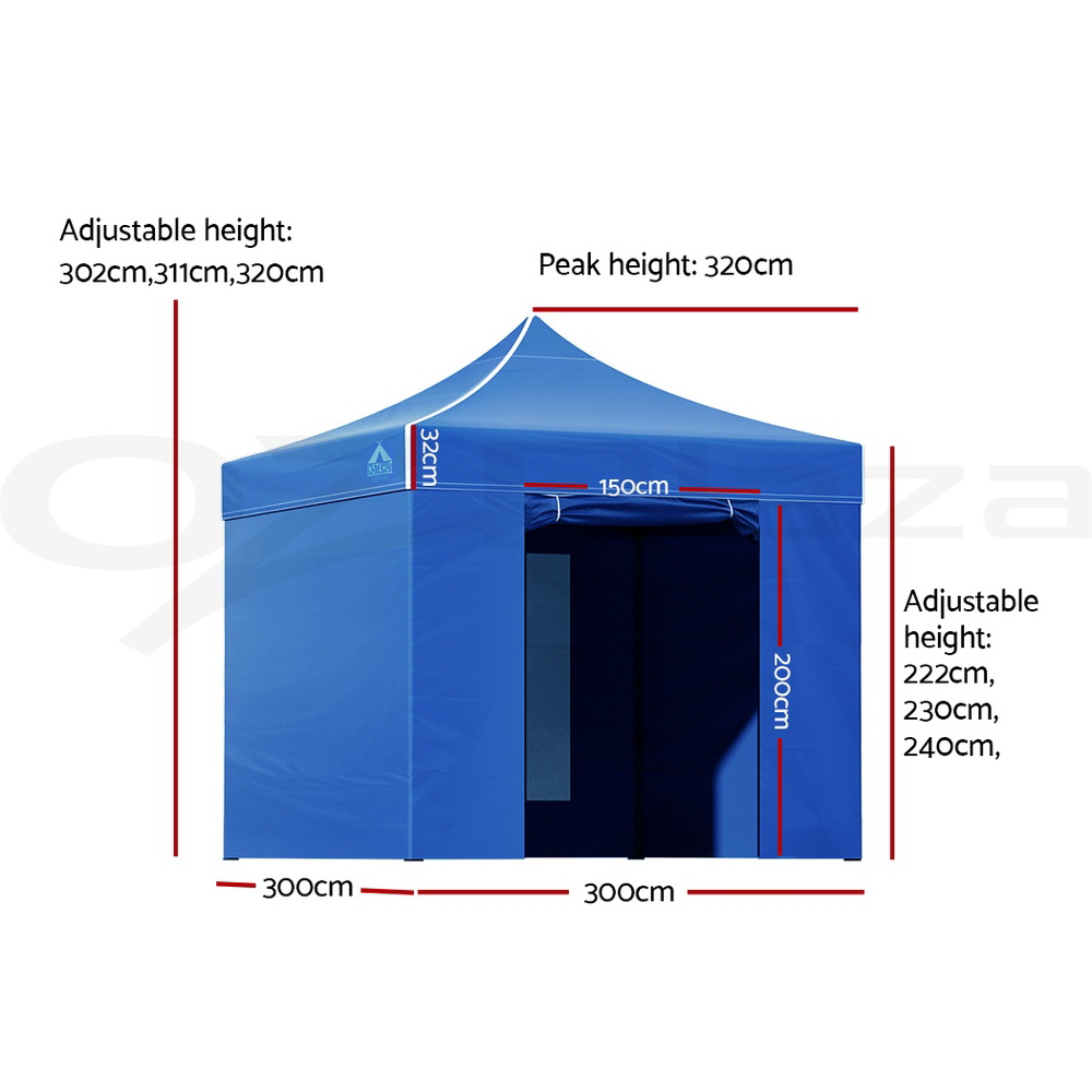 Instahut Gazebo Pop Up Marquee 3x3 Outdoor Wedding Tent Party Event Folding Set - Picture 82 of 102