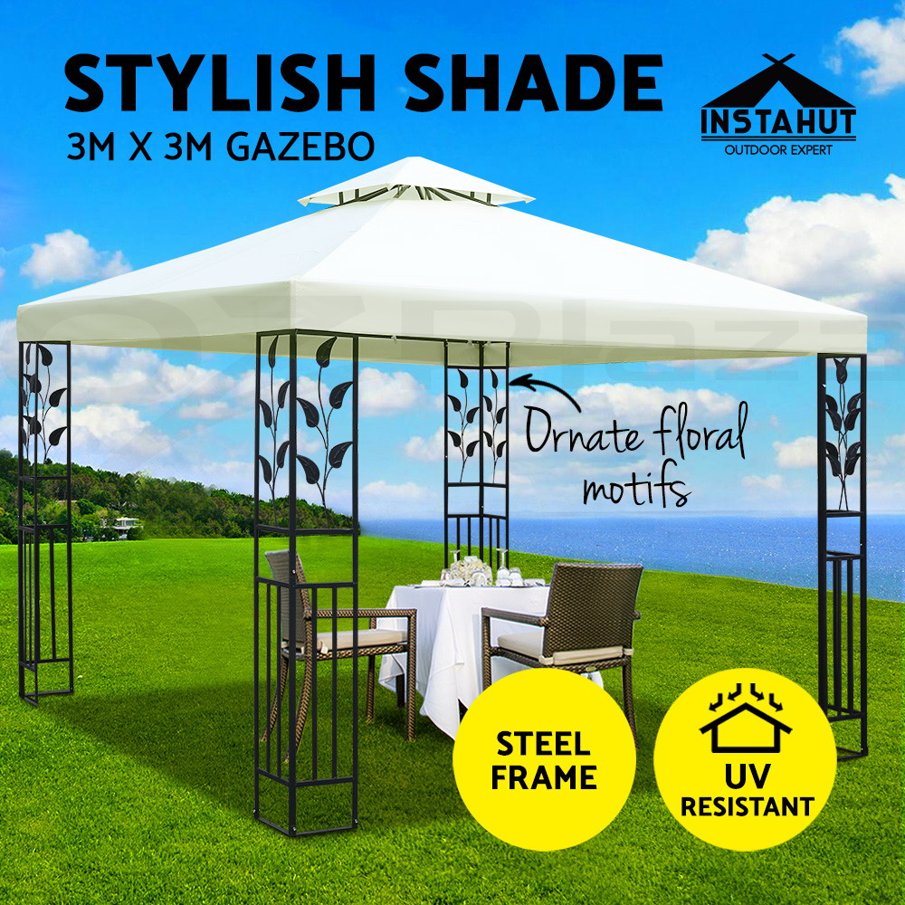 Instahut Gazebo 3x3 4x3 Marquee Outdoor Party Wedding Gazebos Tent Iron Art - Picture 26 of 44