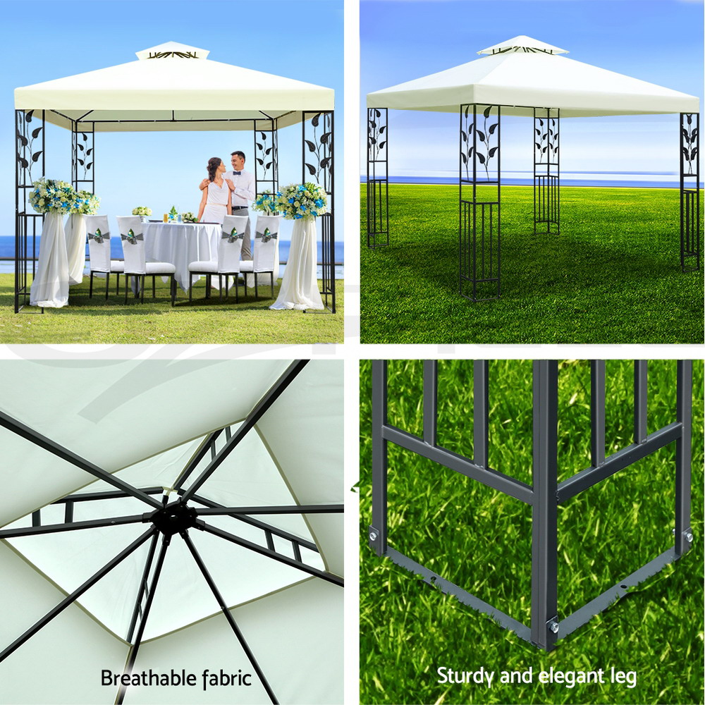 Instahut Gazebo 3x3 4x3 Marquee Outdoor Party Wedding Gazebos Tent Iron Art - Picture 30 of 44