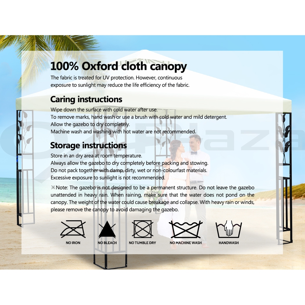 Instahut Gazebo 3x3 4x3 Marquee Outdoor Party Wedding Gazebos Tent Iron Art - Picture 35 of 44