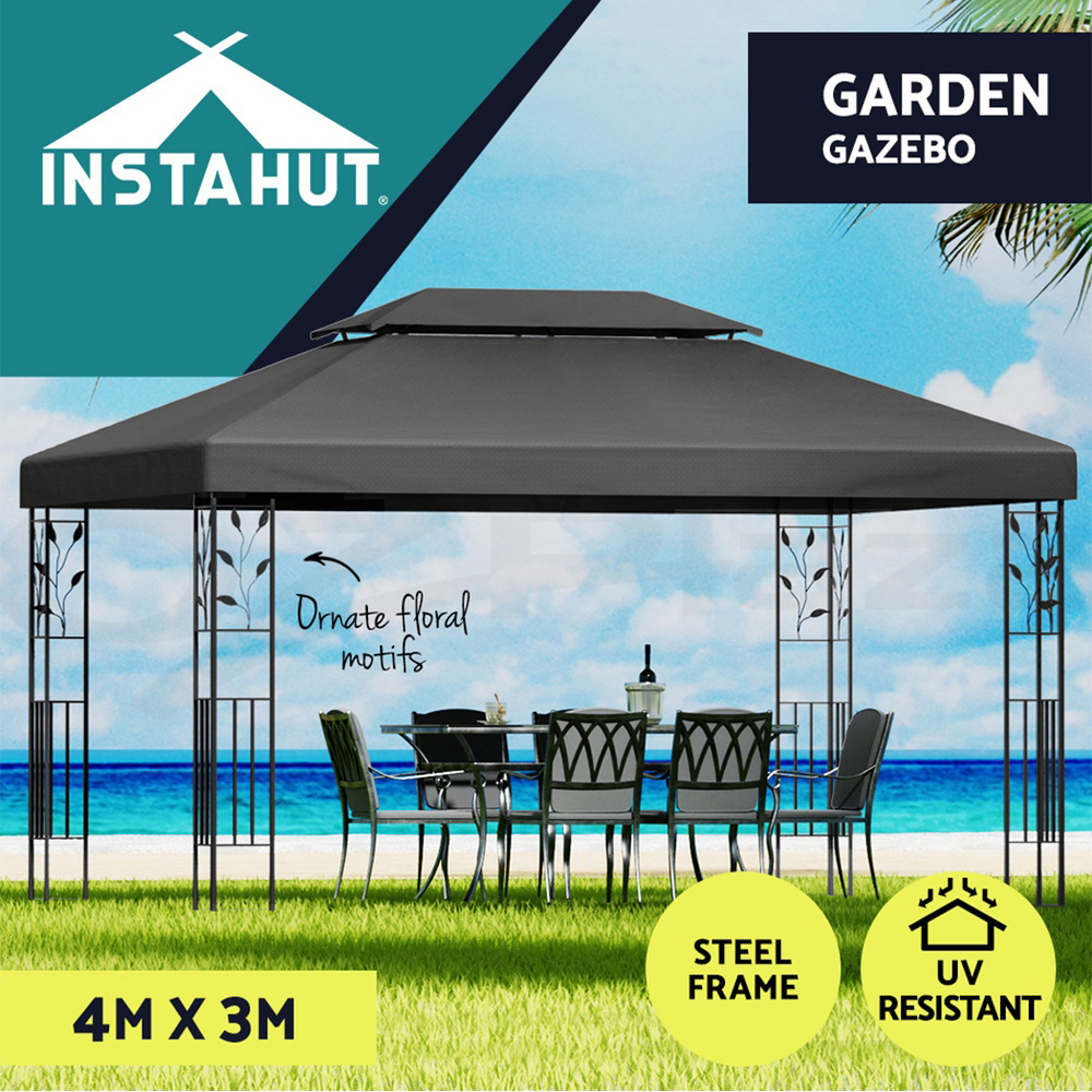 Instahut Gazebo 3x3 4x3 Marquee Outdoor Party Wedding Gazebos Tent Iron Art - Picture 18 of 44