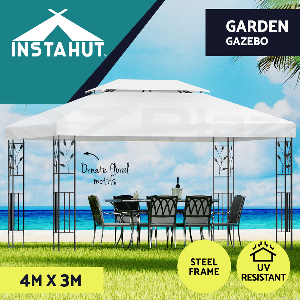 Instahut Gazebo 3x3 4x3 Marquee Outdoor Party Wedding Gazebos Tent Iron Art - Picture 37 of 44