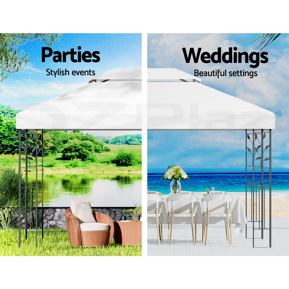 Instahut Gazebo 3x3 4x3 Marquee Outdoor Party Wedding Gazebos Tent Iron Art - Picture 41 of 44