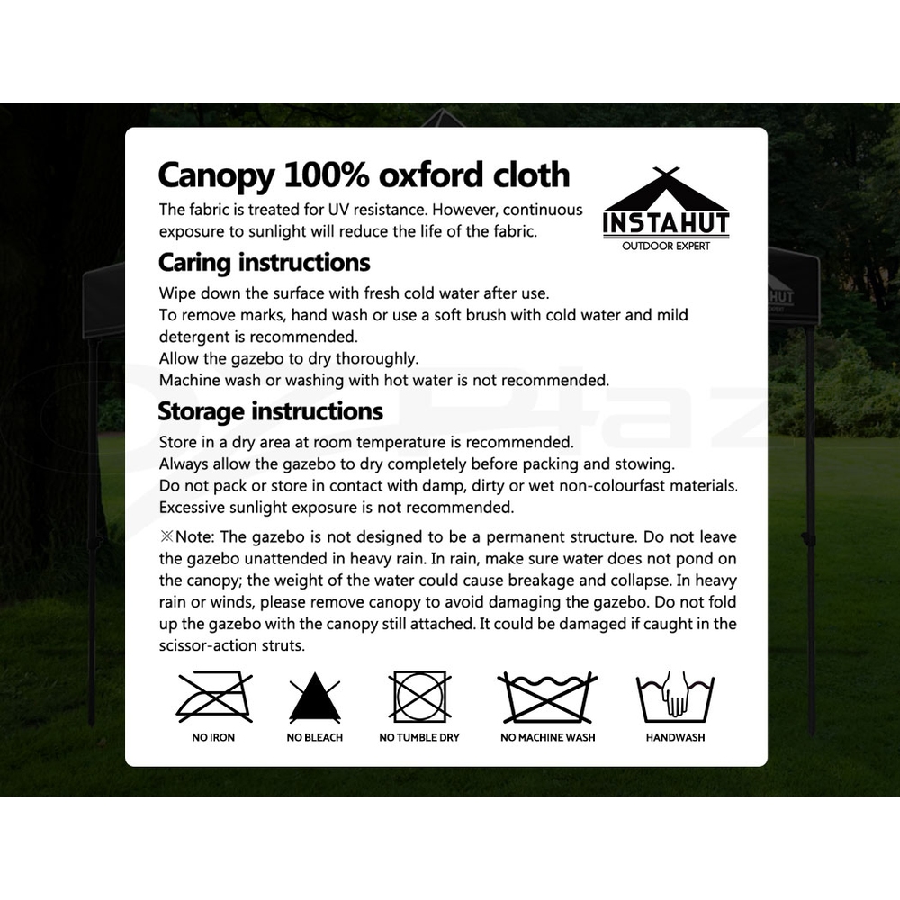Instahut Gazebo Pop Up Marquee 3x3 Outdoor Wedding Tent Party Event Folding Set - Picture 30 of 102