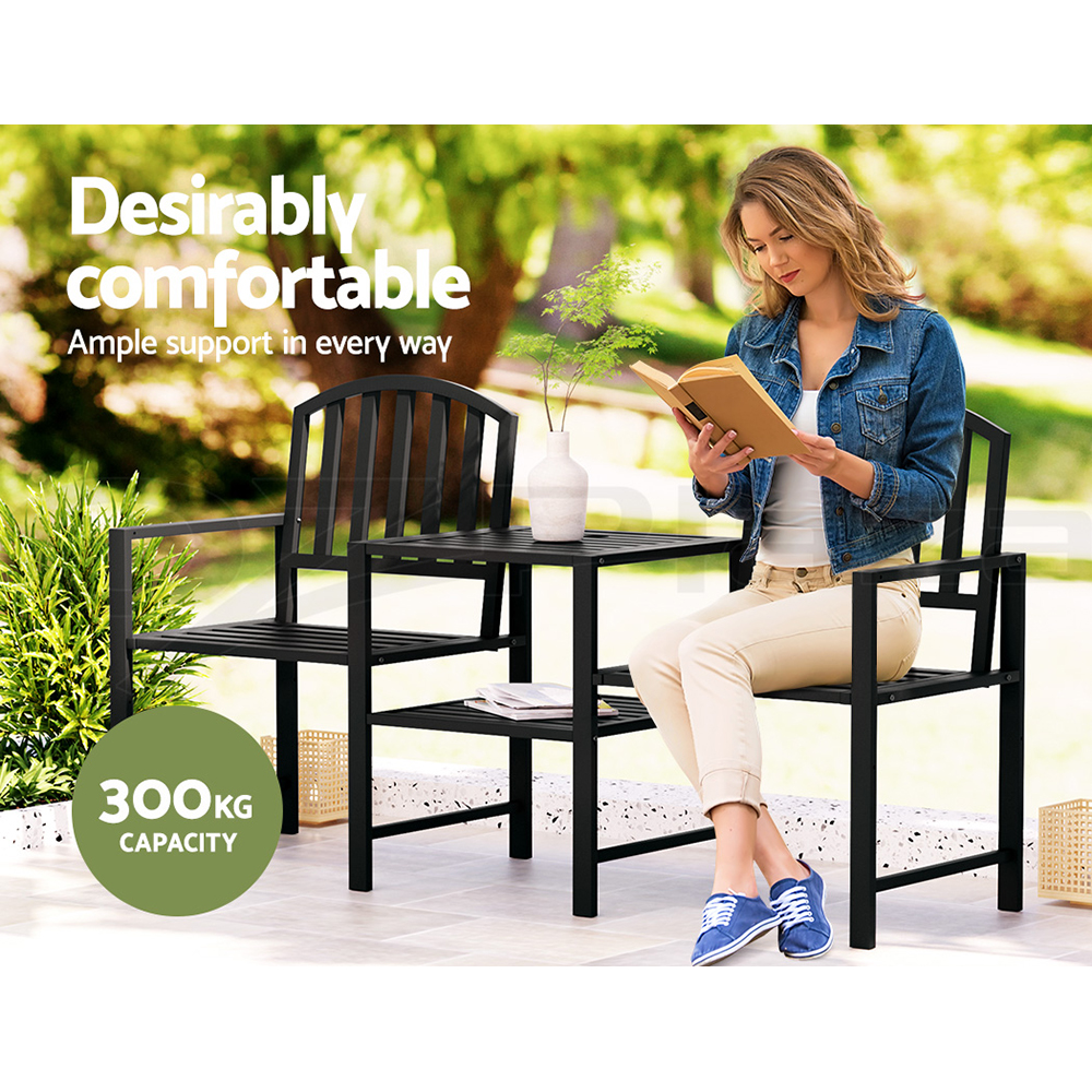 Gardeon Outdoor Garden Bench Seat Loveseat Chair Steel Patio Furniture Park - Picture 33 of 47