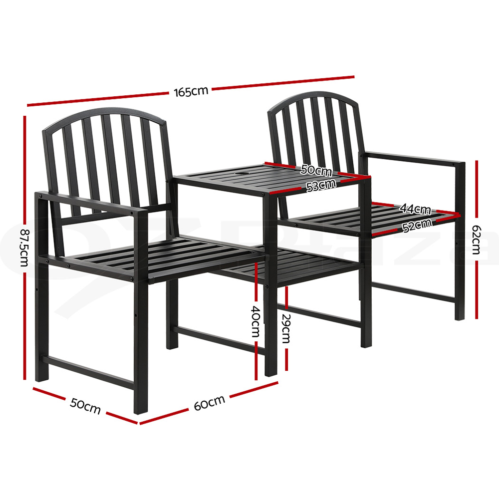 Gardeon Outdoor Garden Bench Seat Loveseat Chair Steel Patio Furniture Park - Picture 34 of 47