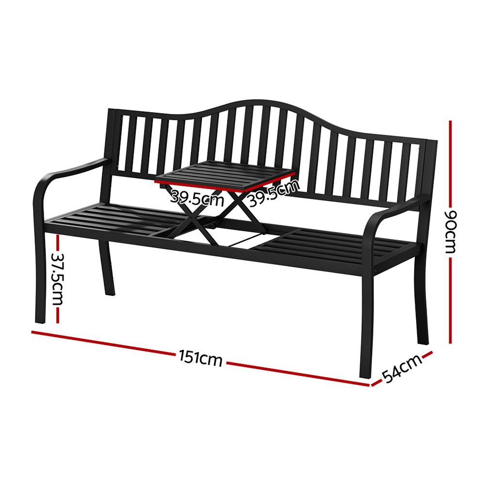 Gardeon Outdoor Garden Bench Seat Loveseat Chair Steel Patio Furniture Park - Picture 37 of 47