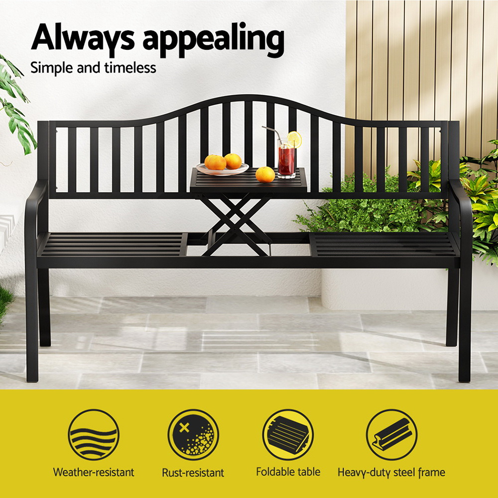 Gardeon Outdoor Garden Bench Seat Loveseat Chair Steel Patio Furniture Park - Picture 39 of 47