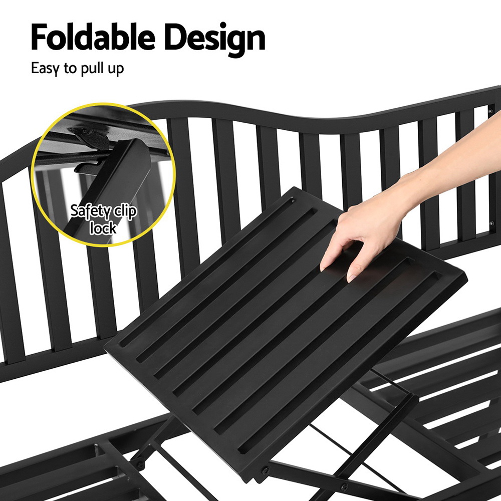 Gardeon Outdoor Garden Bench Seat Loveseat Chair Steel Patio Furniture Park - Picture 41 of 47