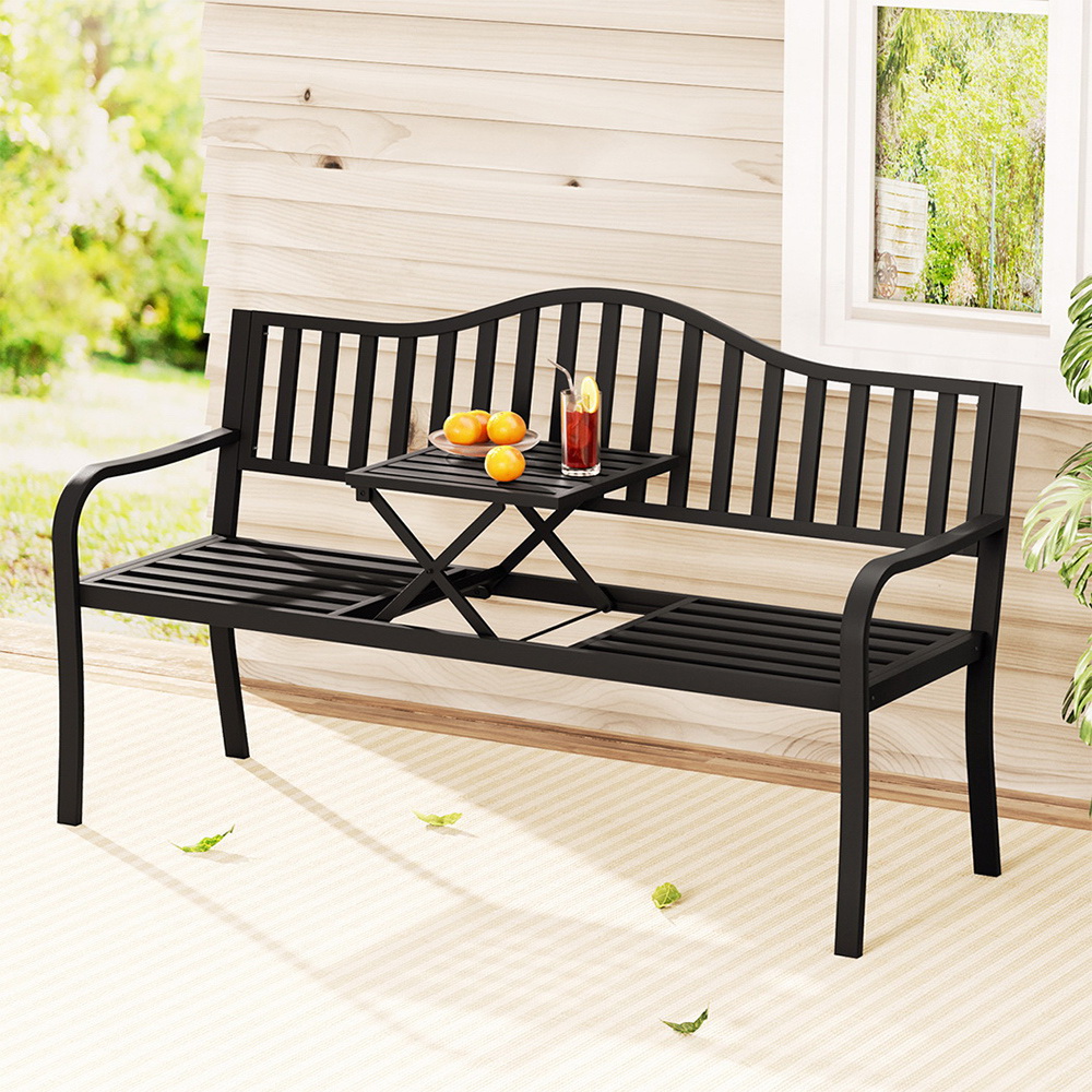 Gardeon Outdoor Garden Bench Seat Loveseat Chair Steel Patio Furniture Park - Picture 42 of 47