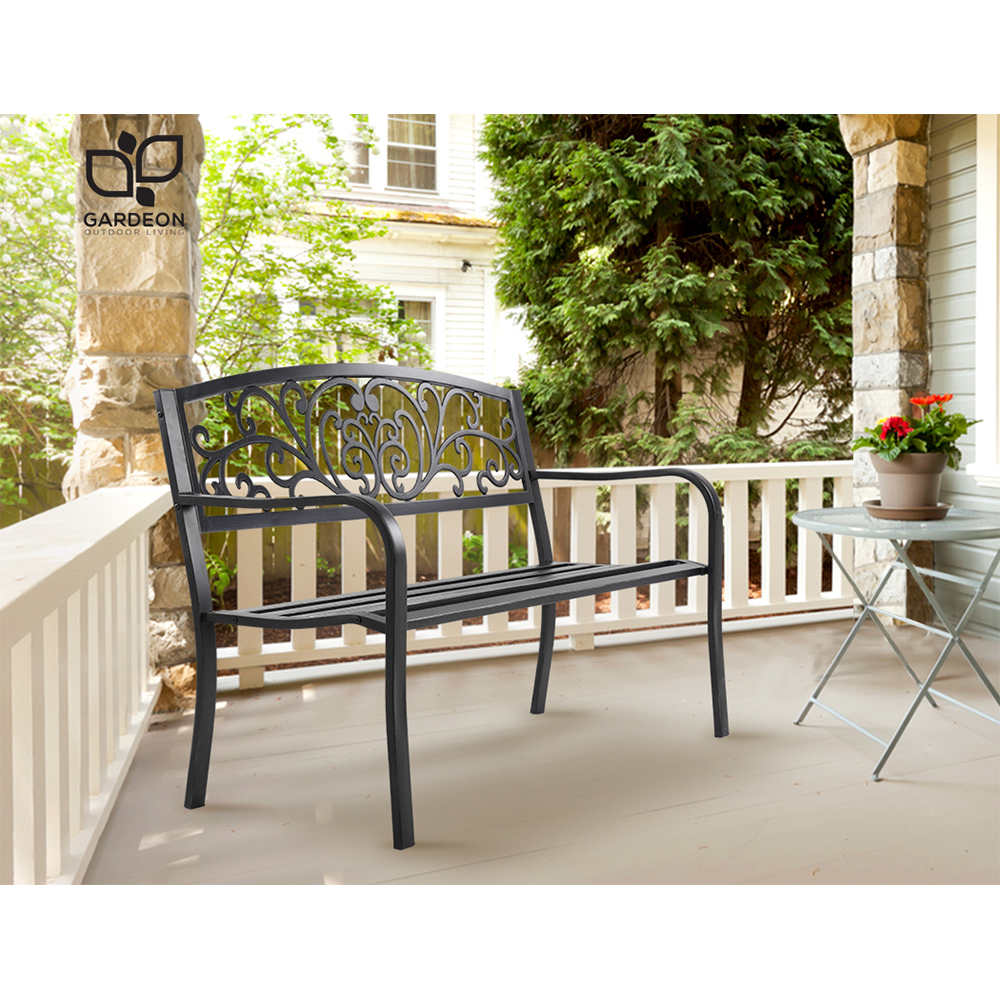 Gardeon Outdoor Garden Bench Seat Loveseat Chair Steel Patio Furniture Park - Picture 14 of 47