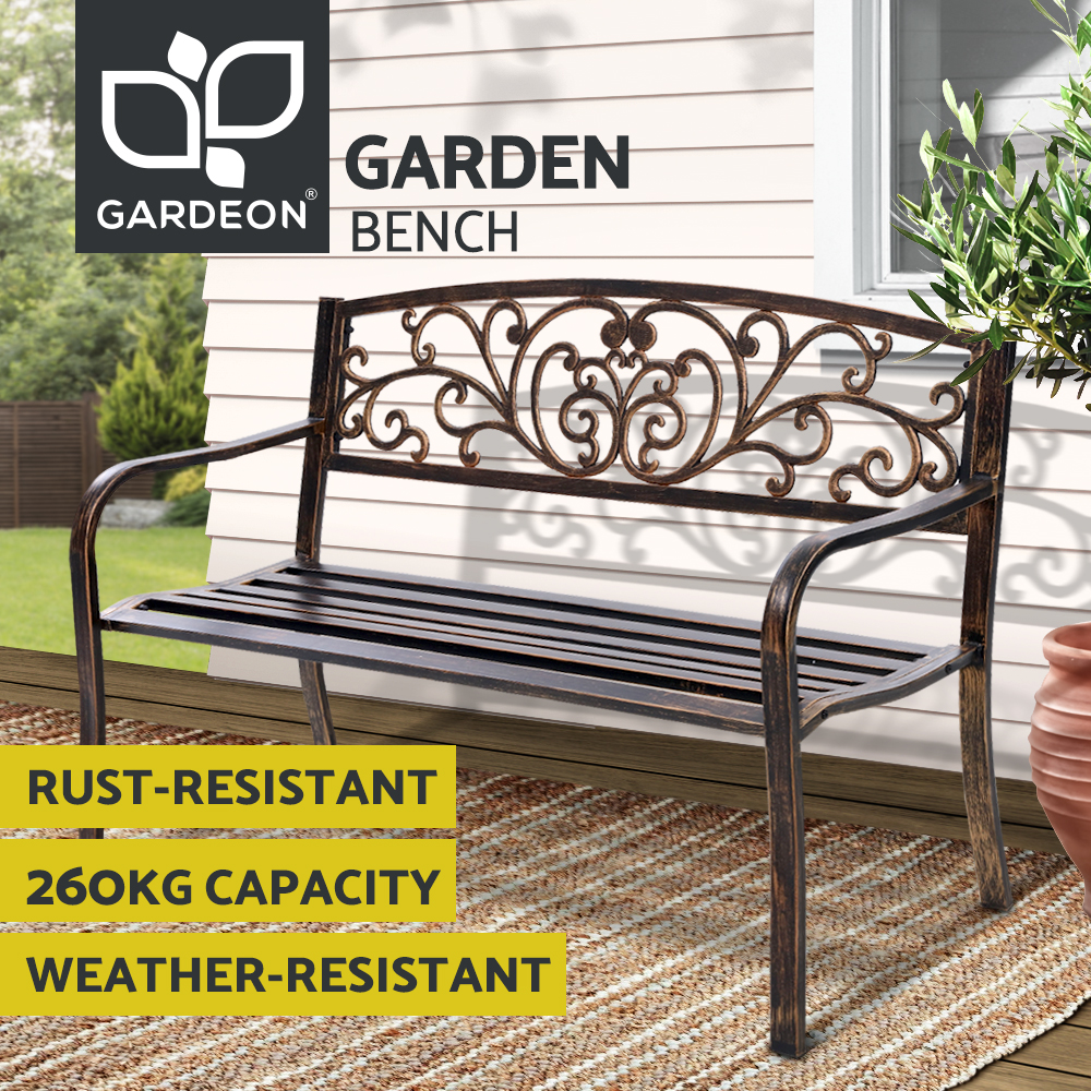Gardeon Outdoor Garden Bench Seat Loveseat Chair Steel Patio Furniture Park - Picture 16 of 47