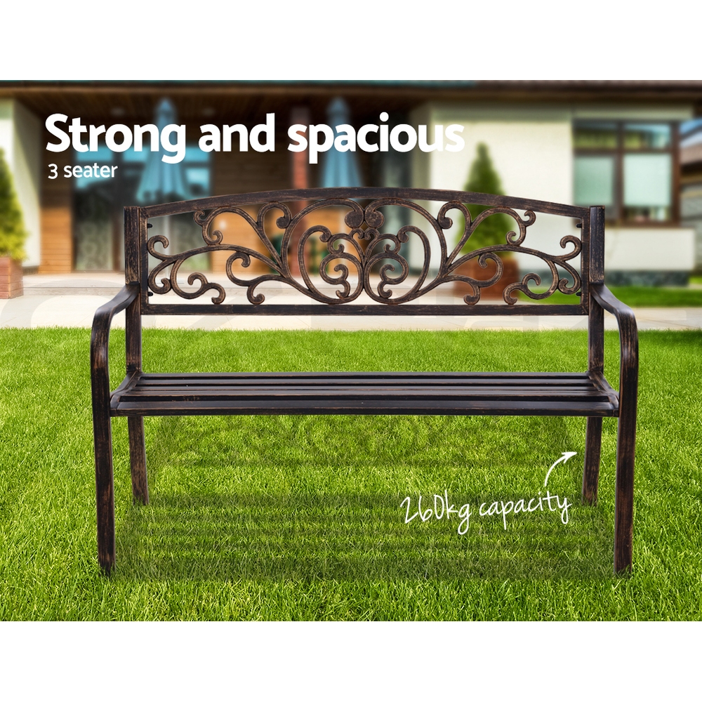 Gardeon Outdoor Garden Bench Seat Loveseat Chair Steel Patio Furniture Park - Picture 17 of 47