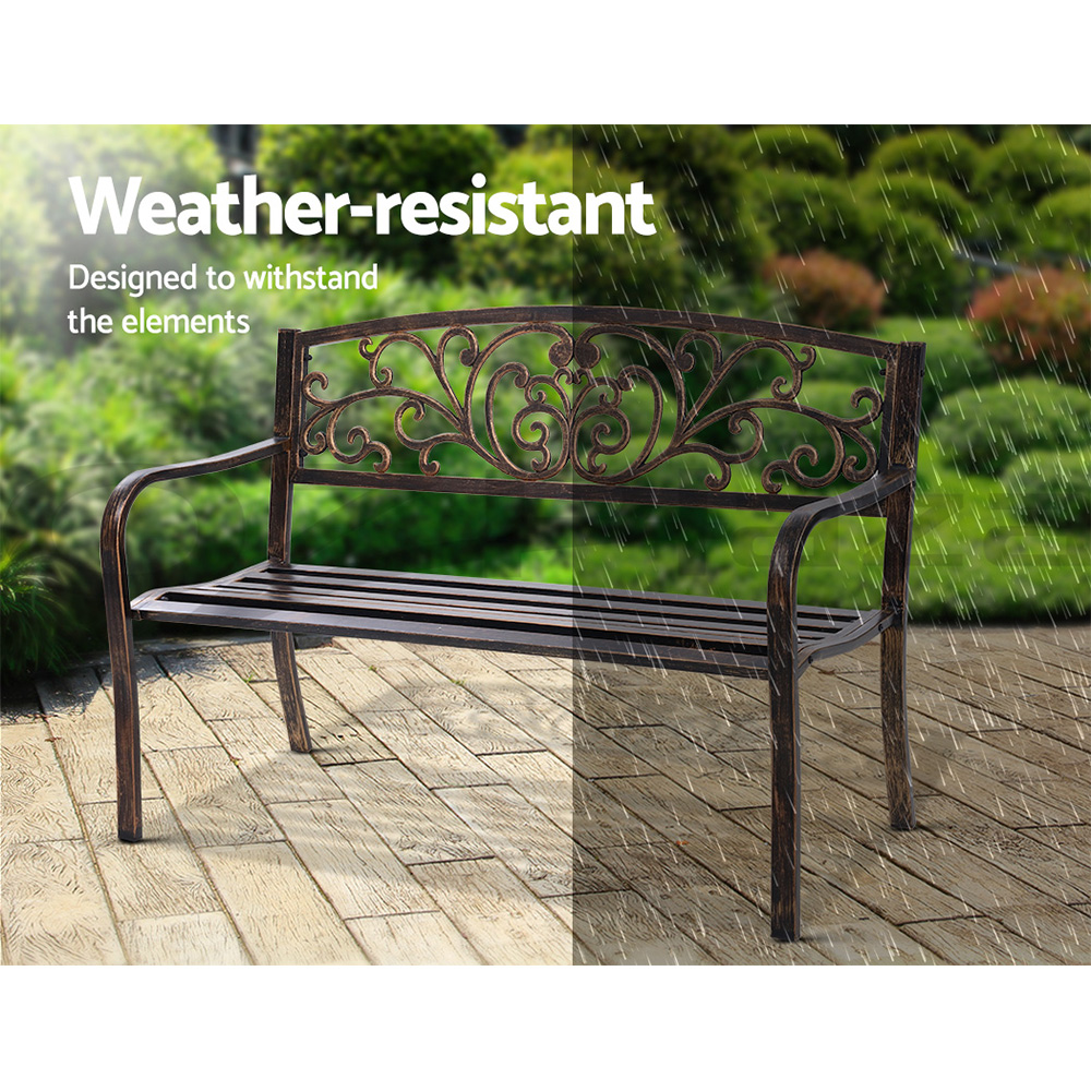 Gardeon Outdoor Garden Bench Seat Loveseat Chair Steel Patio Furniture Park - Picture 18 of 47