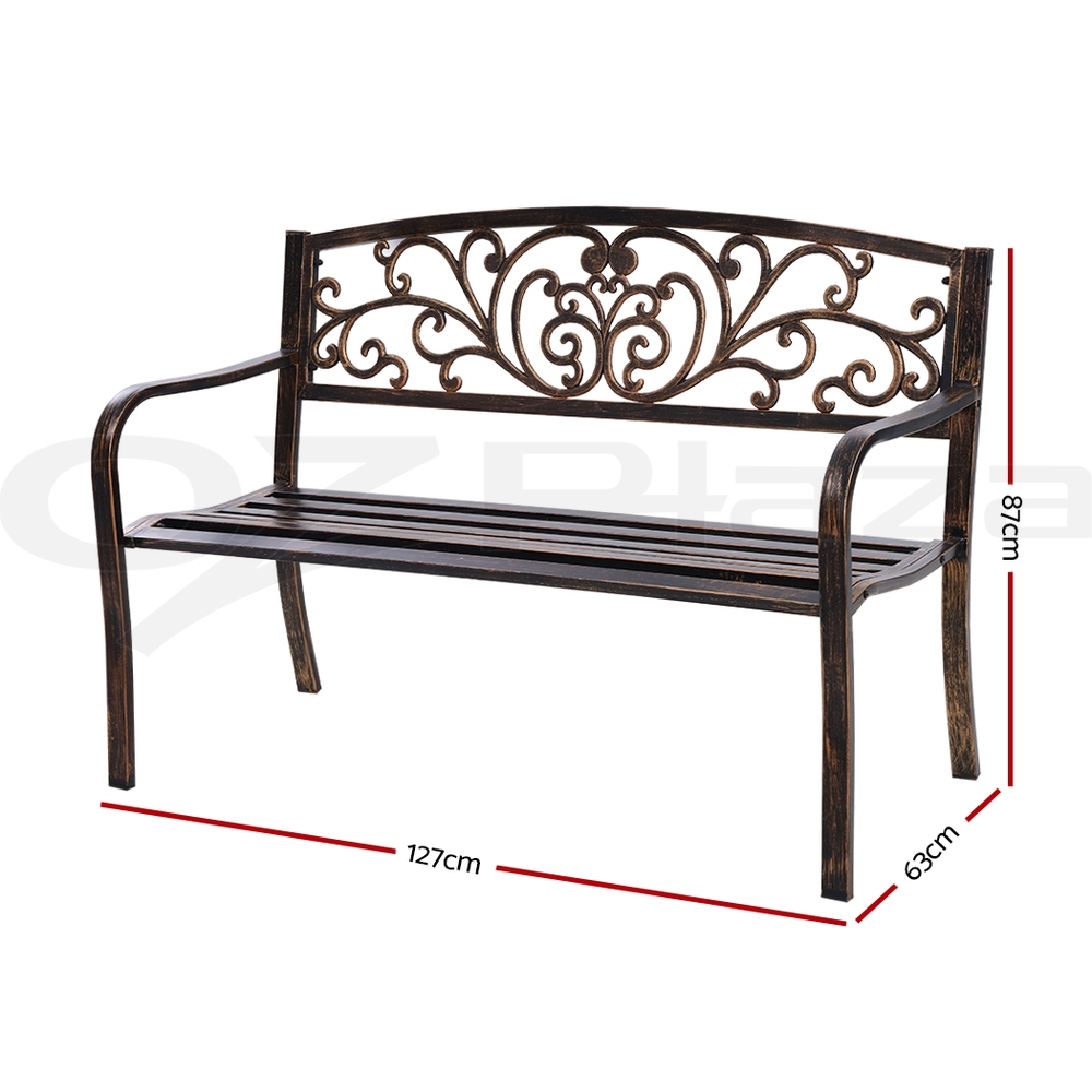 Gardeon Outdoor Garden Bench Seat Loveseat Chair Steel Patio Furniture Park - Picture 20 of 47