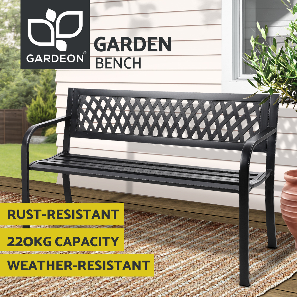 Gardeon Outdoor Garden Bench Seat Loveseat Chair Steel Patio Furniture Park - Picture 22 of 47
