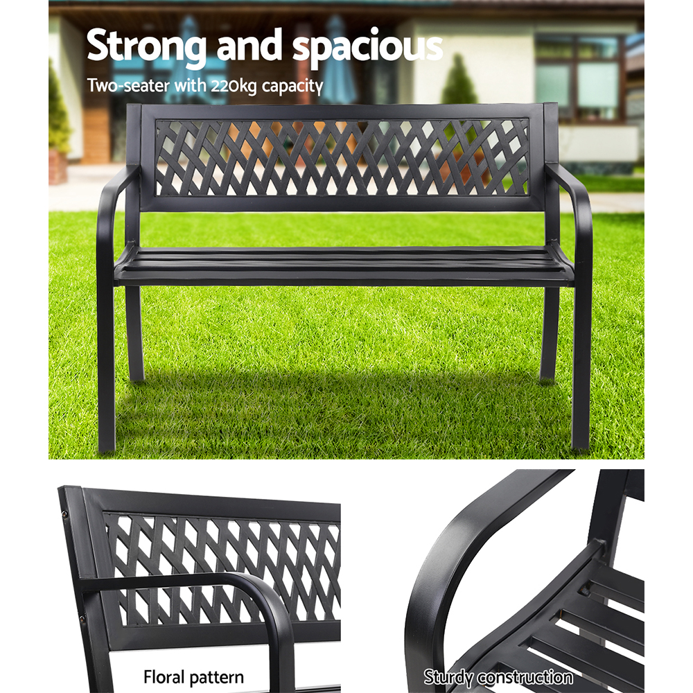 Gardeon Outdoor Garden Bench Seat Loveseat Chair Steel Patio Furniture Park - Picture 24 of 47