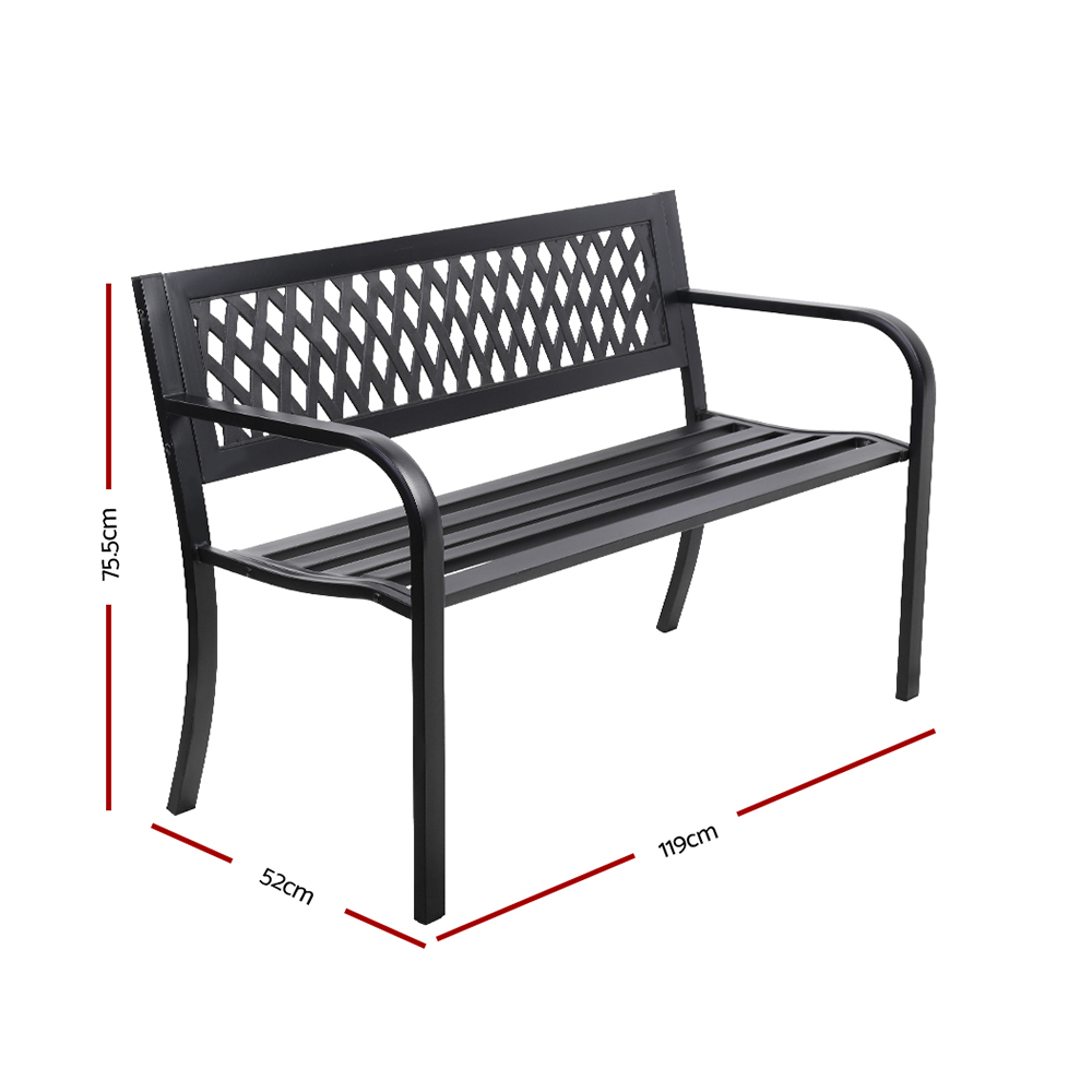 Gardeon Outdoor Garden Bench Seat Loveseat Chair Steel Patio Furniture Park - Picture 27 of 47