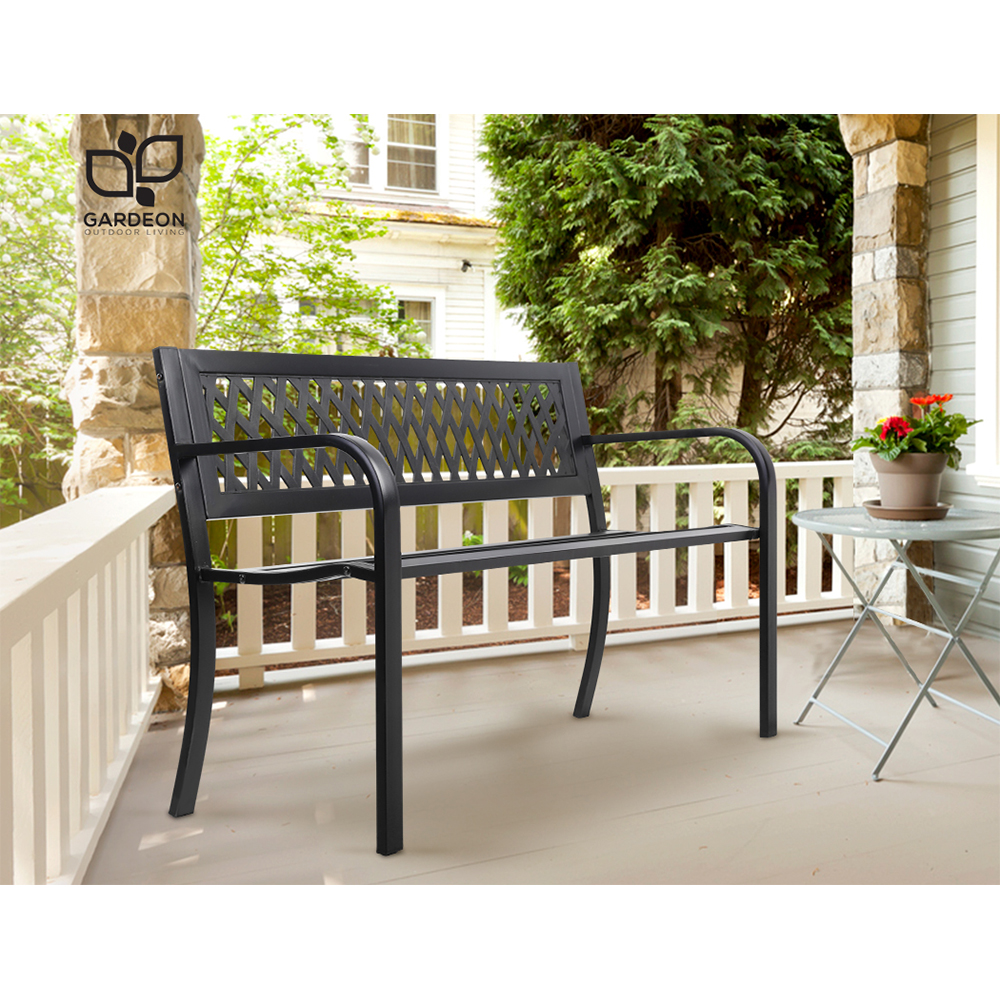 Gardeon Outdoor Garden Bench Seat Loveseat Chair Steel Patio Furniture Park - Picture 28 of 47