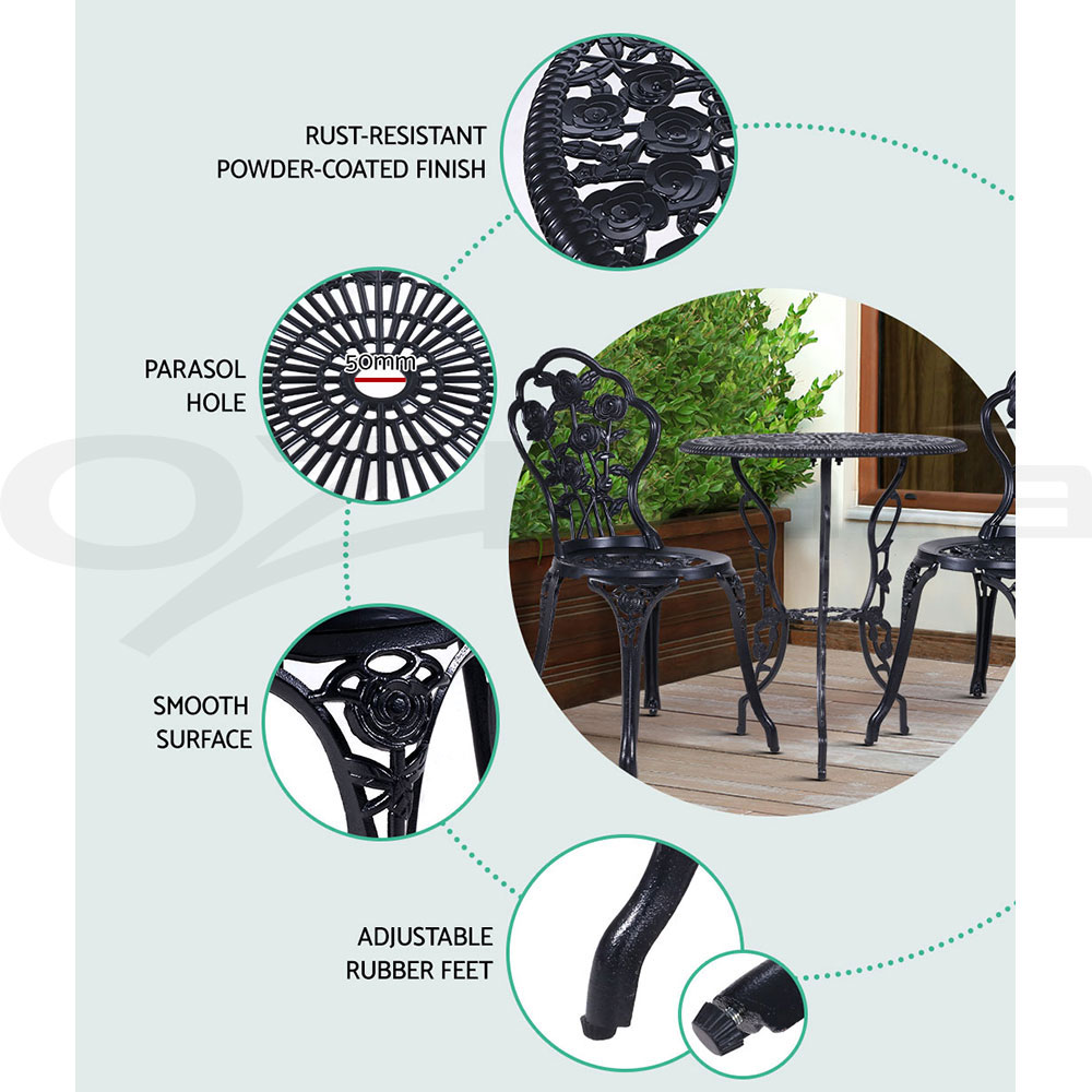 Gardeon Outdoor Setting Dining Chairs Bistro Set Patio Garden Furniture 3 Piece - Picture 18 of 63