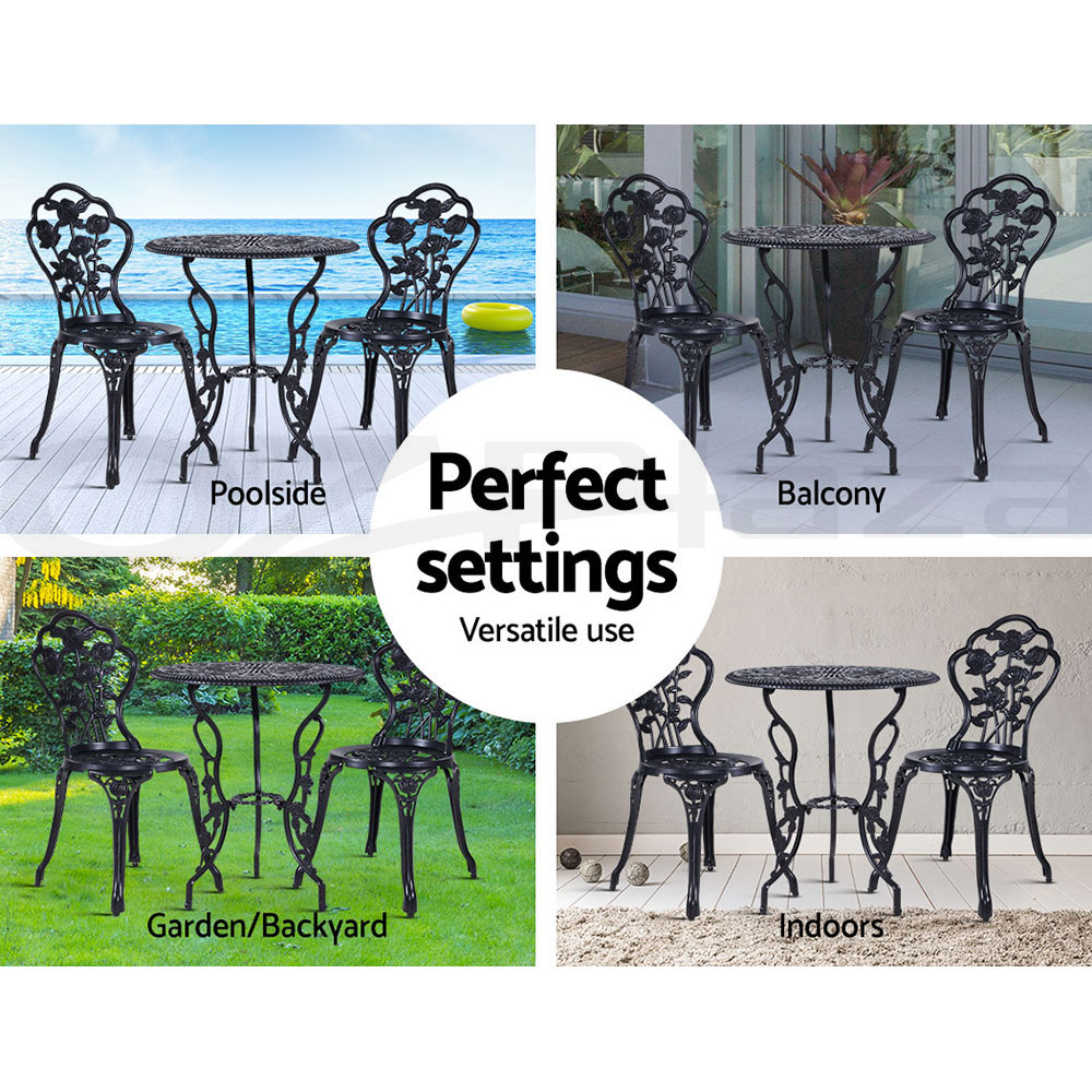 Gardeon Outdoor Setting Dining Chairs Bistro Set Patio Garden Furniture 3 Piece - Picture 22 of 63