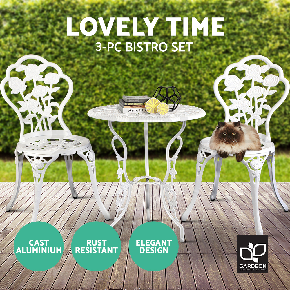 Gardeon Outdoor Setting Dining Chairs Bistro Set Patio Garden Furniture 3 Piece - Picture 25 of 63
