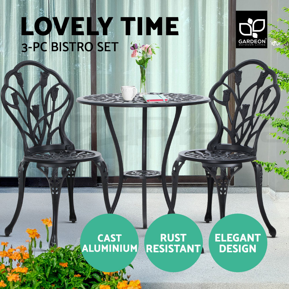 Gardeon Outdoor Setting Dining Chairs Bistro Set Patio Garden Furniture 3 Piece - Picture 34 of 63