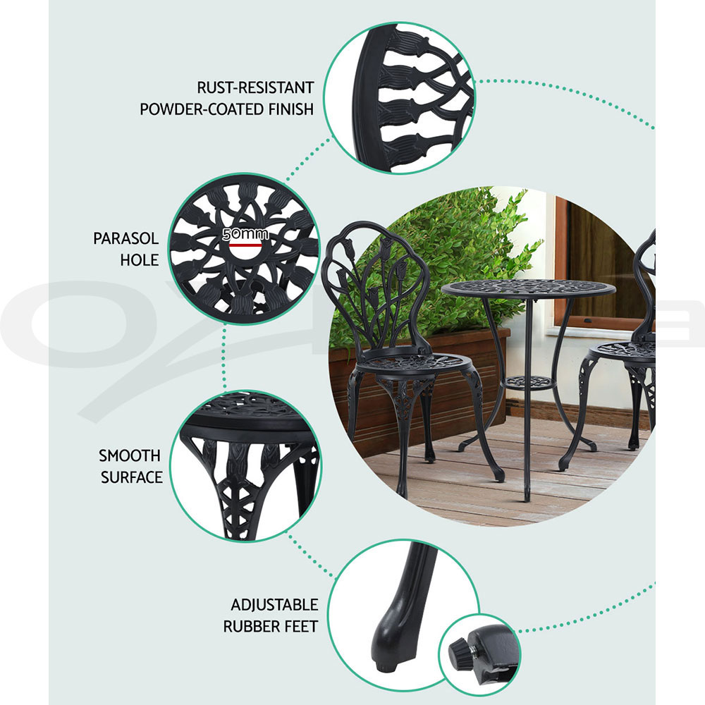 Gardeon Outdoor Setting Dining Chairs Bistro Set Patio Garden Furniture 3 Piece - Picture 37 of 63