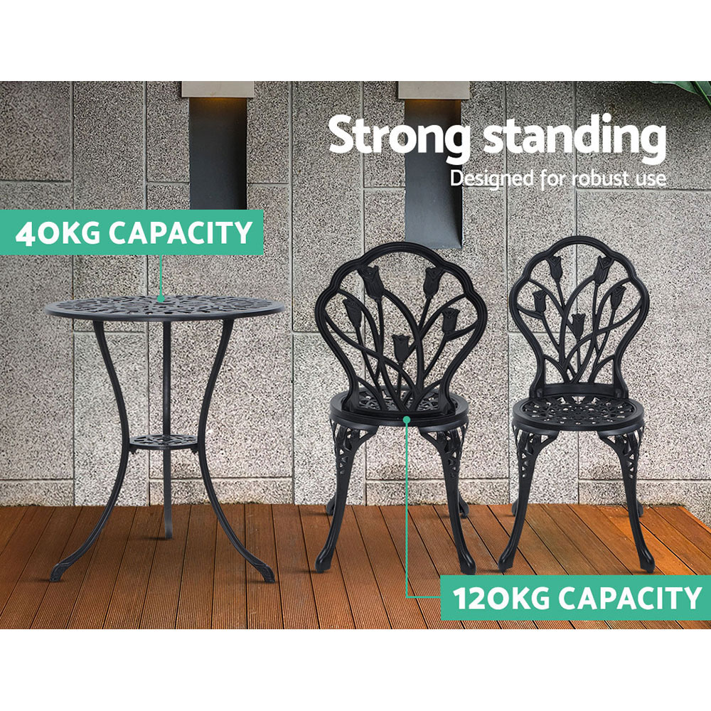Gardeon Outdoor Setting Dining Chairs Bistro Set Patio Garden Furniture 3 Piece - Picture 39 of 63