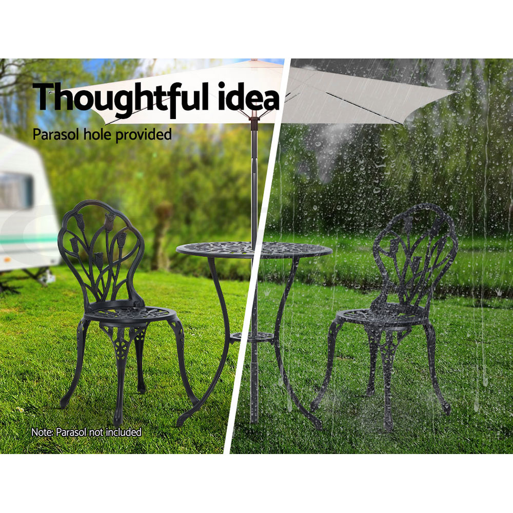 Gardeon Outdoor Setting Dining Chairs Bistro Set Patio Garden Furniture 3 Piece - Picture 40 of 63