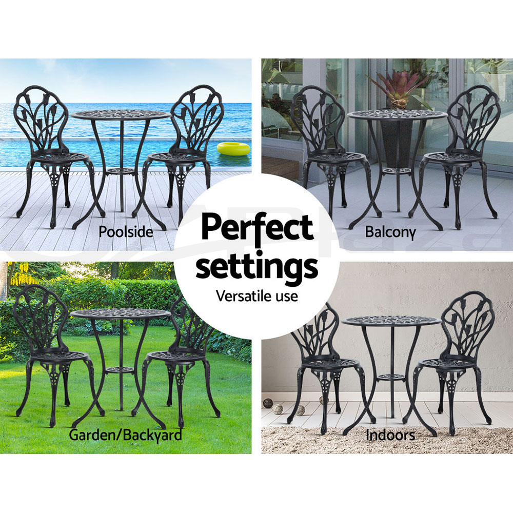 Gardeon Outdoor Setting Dining Chairs Bistro Set Patio Garden Furniture 3 Piece - Picture 41 of 63