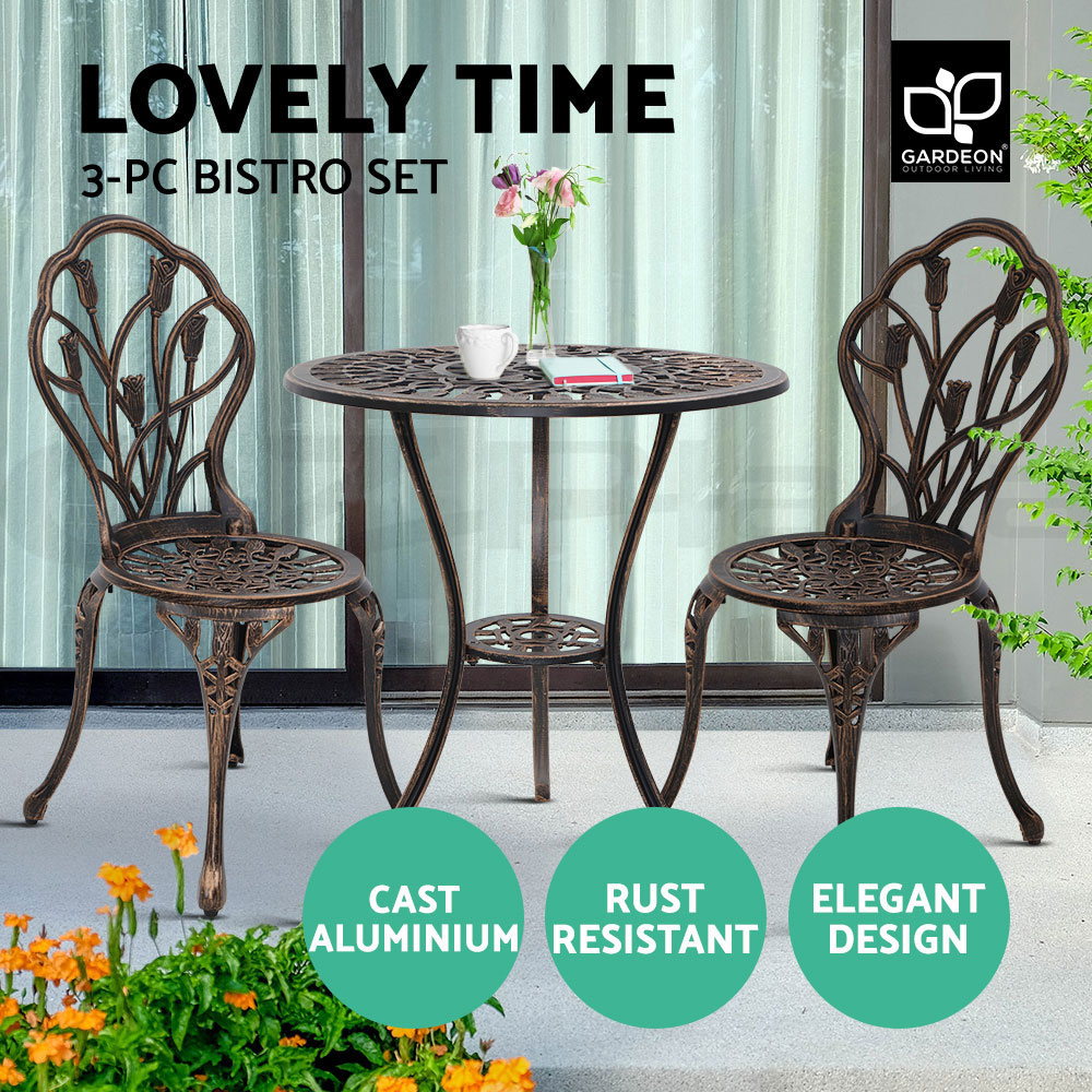 Gardeon Outdoor Setting Dining Chairs Bistro Set Patio Garden Furniture 3 Piece - Picture 44 of 63
