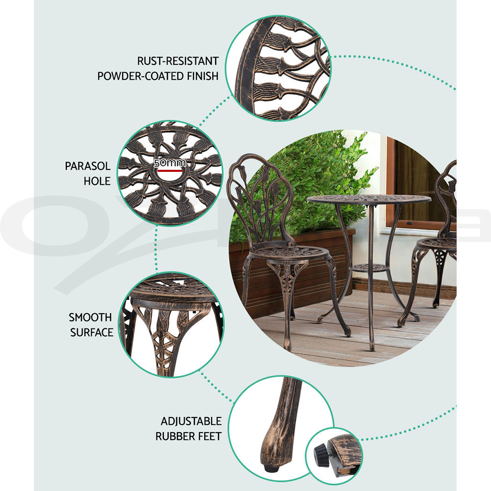 Gardeon Outdoor Setting Dining Chairs Bistro Set Patio Garden Furniture 3 Piece - Picture 47 of 63