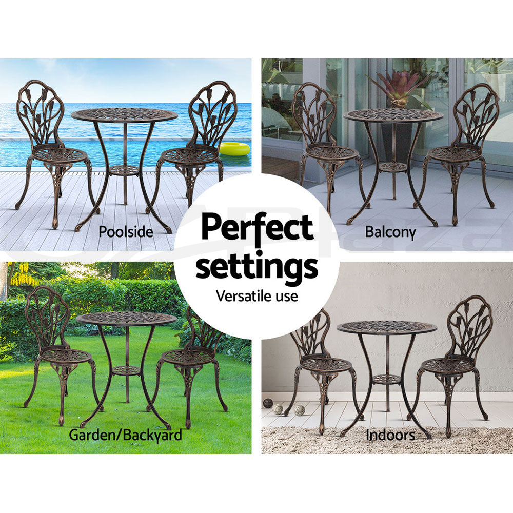 Gardeon Outdoor Setting Dining Chairs Bistro Set Patio Garden Furniture 3 Piece - Picture 51 of 63