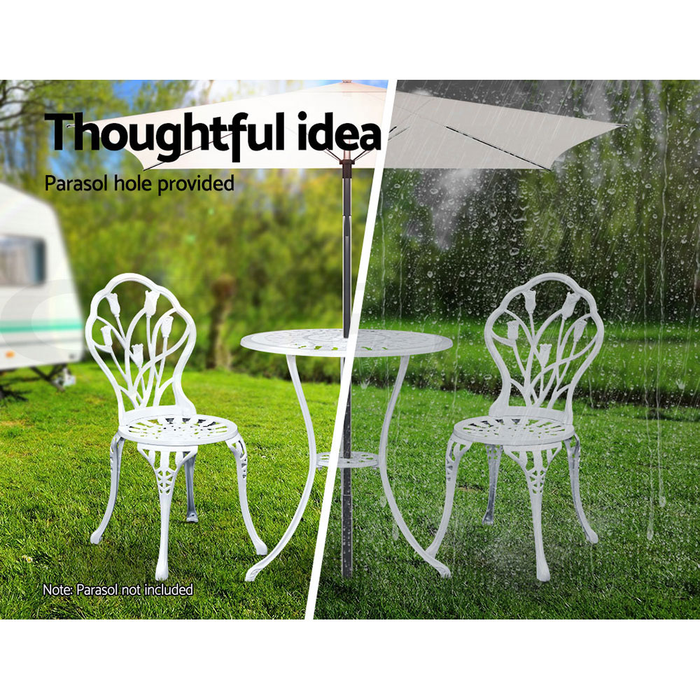 Gardeon Outdoor Setting Dining Chairs Bistro Set Patio Garden Furniture 3 Piece - Picture 60 of 63