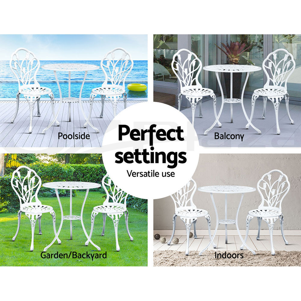 Gardeon Outdoor Setting Dining Chairs Bistro Set Patio Garden Furniture 3 Piece - Picture 61 of 63