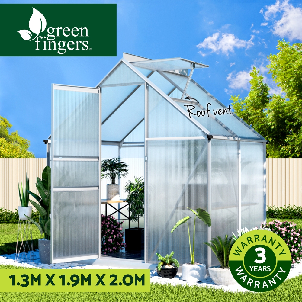 Green Fingers Greenhouse Aluminium Green House Polycarbonate Storage Garden - Picture 12 of 131