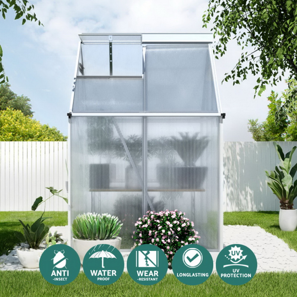 Green Fingers Greenhouse Aluminium Green House Polycarbonate Storage Garden - Picture 16 of 131