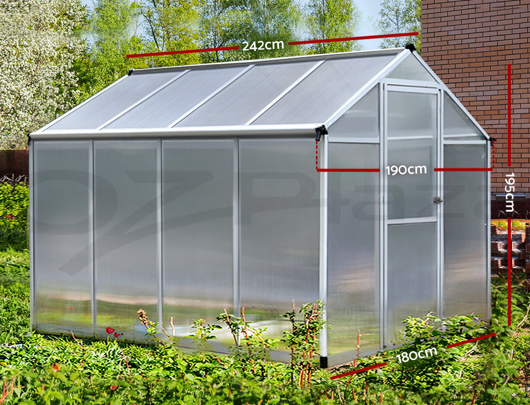 Greenfingers Greenhouse Aluminium Green House Garden Shed Greenhouses 2.42x1.9M 9350062127933 eBay
