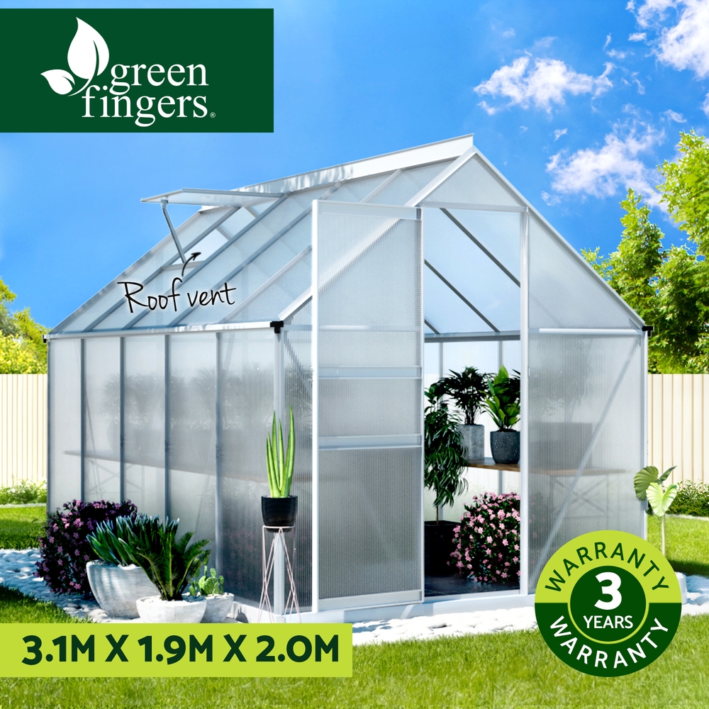 Green Fingers Greenhouse Aluminium Green House Polycarbonate Storage Garden - Picture 39 of 131