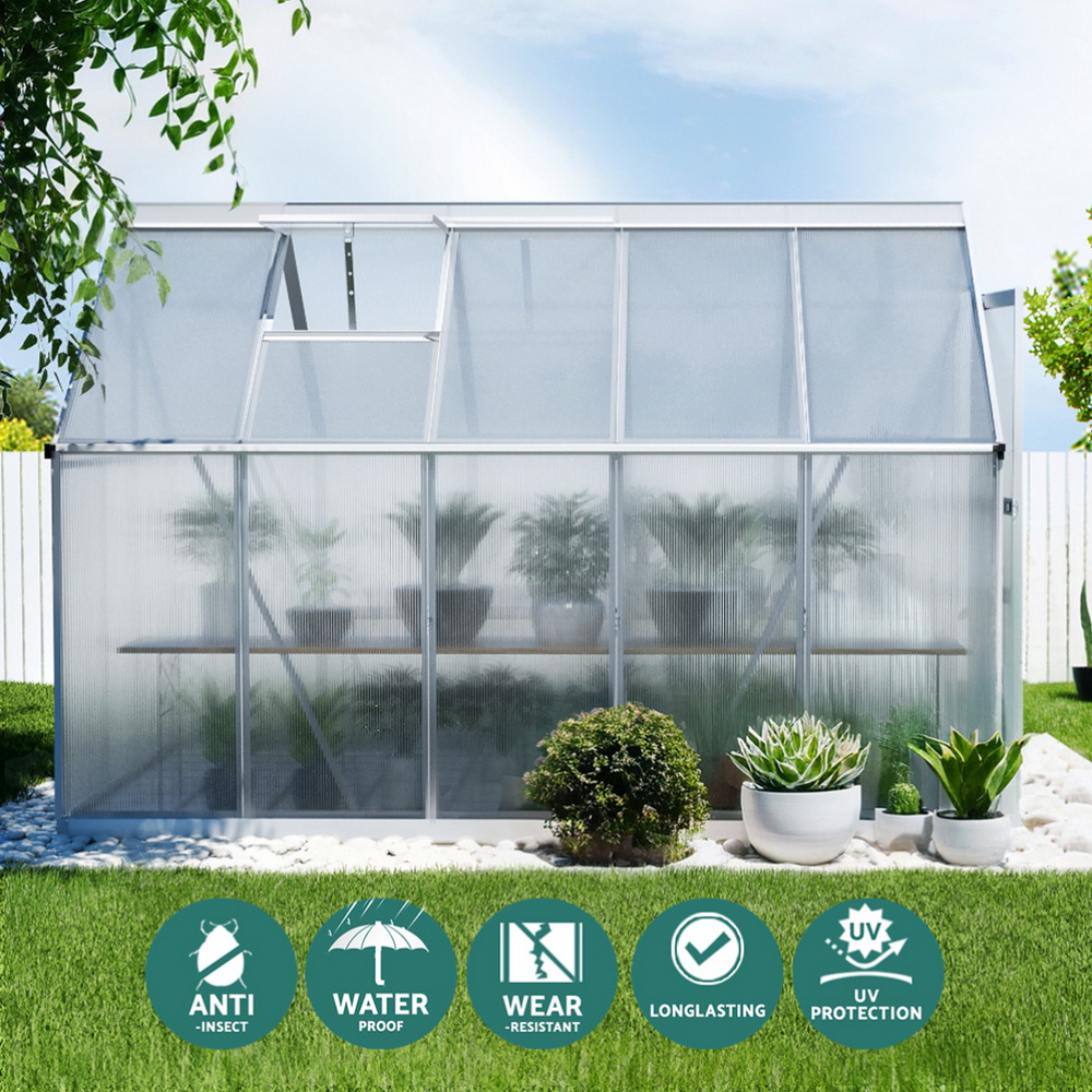 Green Fingers Greenhouse Aluminium Green House Polycarbonate Storage Garden - Picture 43 of 131