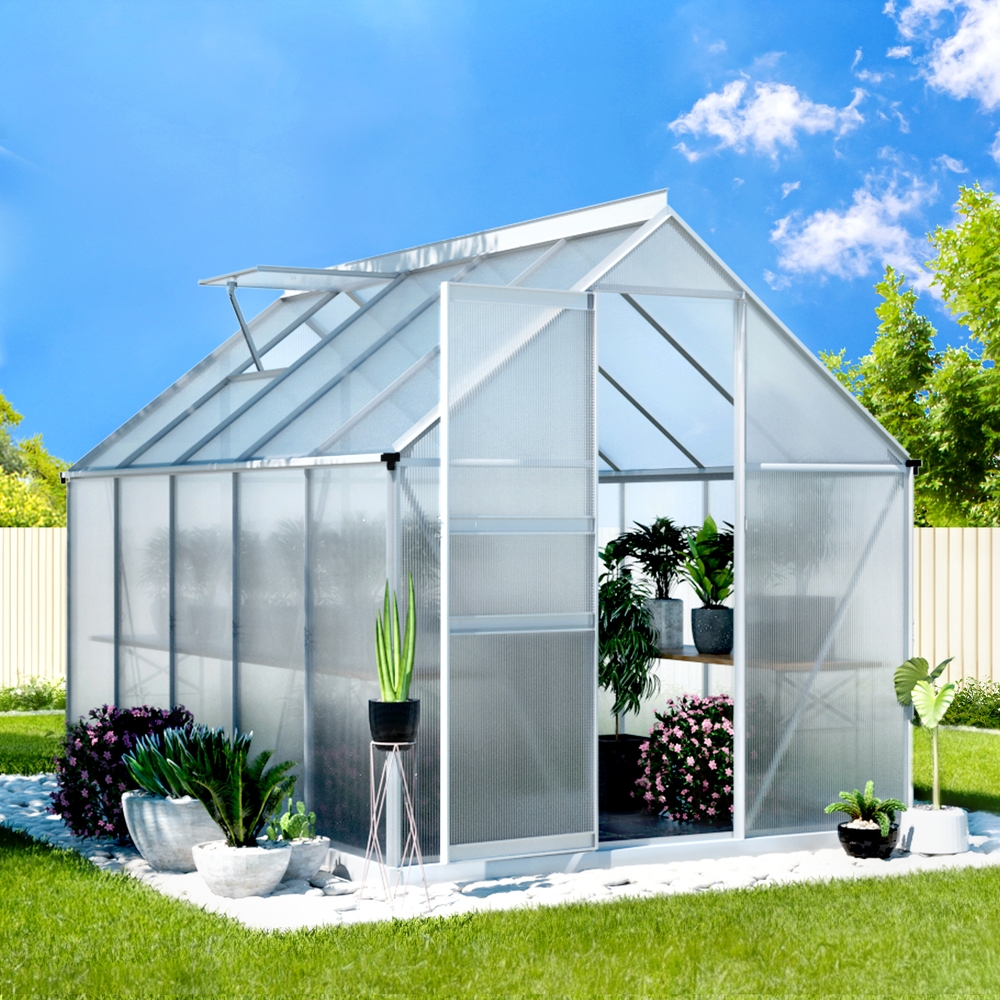 Green Fingers Greenhouse Aluminium Green House Polycarbonate Storage Garden - Picture 46 of 131