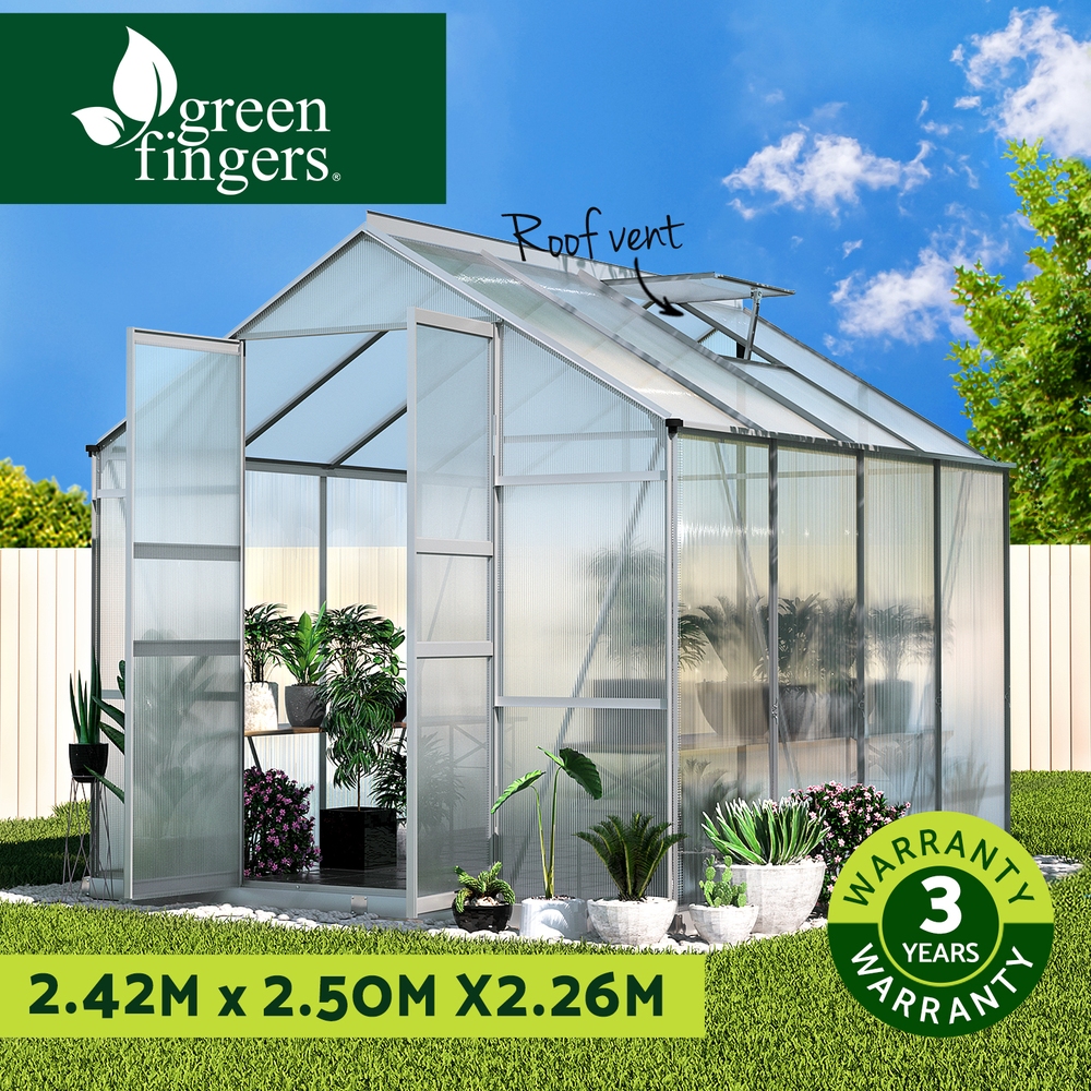 Green Fingers Greenhouse Aluminium Green House Polycarbonate Storage Garden - Picture 20 of 131