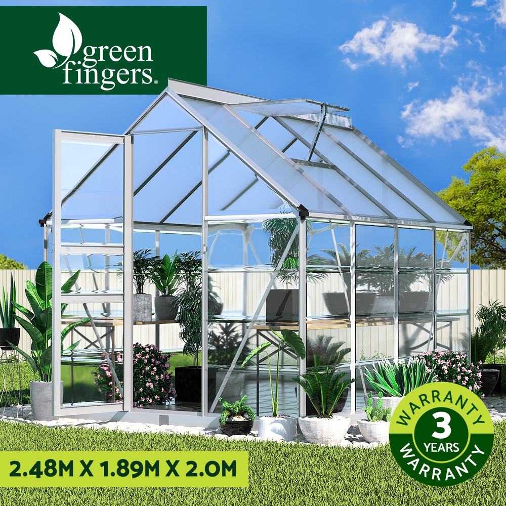 Green Fingers Greenhouse Aluminium Green House Polycarbonate Storage Garden - Picture 24 of 131