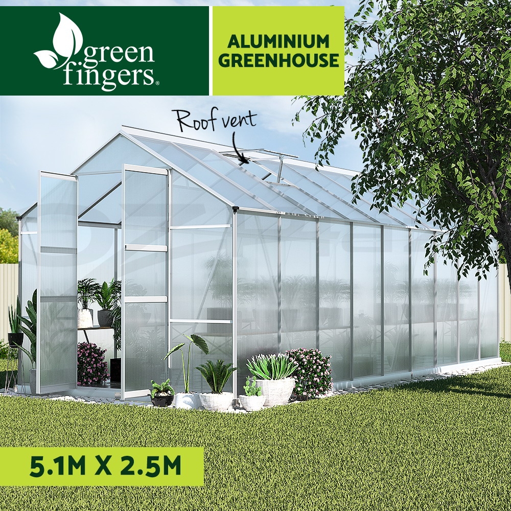 Green Fingers Greenhouse Aluminium Green House Polycarbonate Storage Garden - Picture 124 of 131