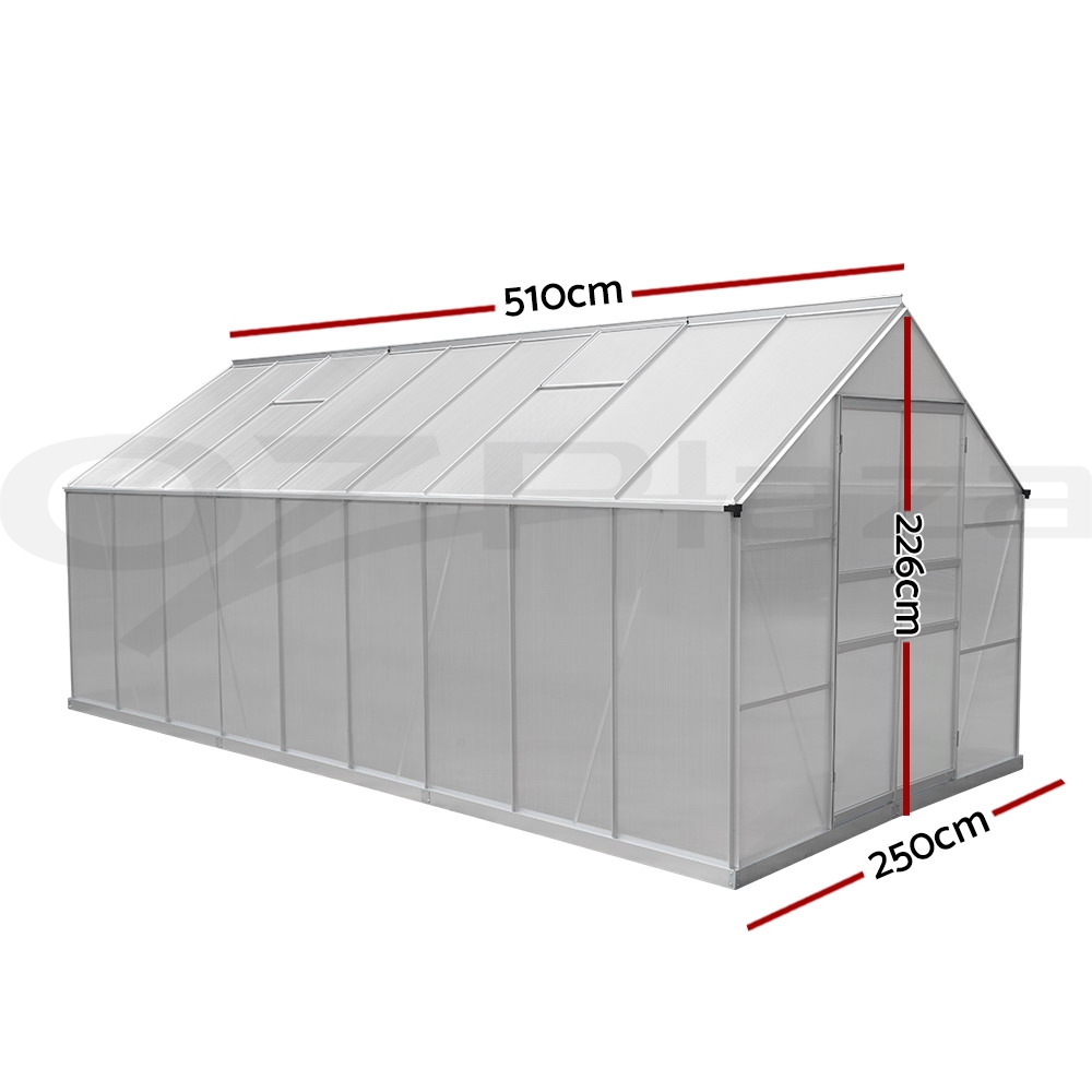 Green Fingers Greenhouse Aluminium Green House Polycarbonate Storage Garden - Picture 125 of 131