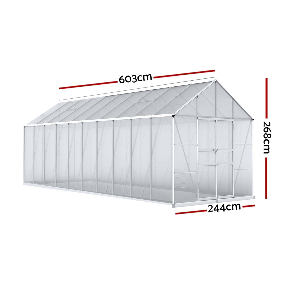 Green Fingers Greenhouse Aluminium Green House Polycarbonate Storage Garden - Picture 130 of 131