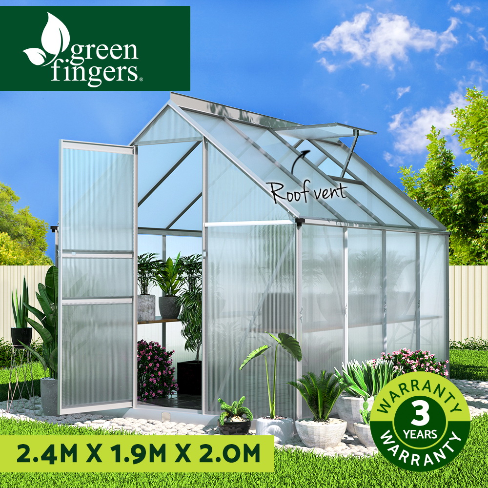 Green Fingers Greenhouse Aluminium Green House Polycarbonate Storage Garden - Picture 28 of 131