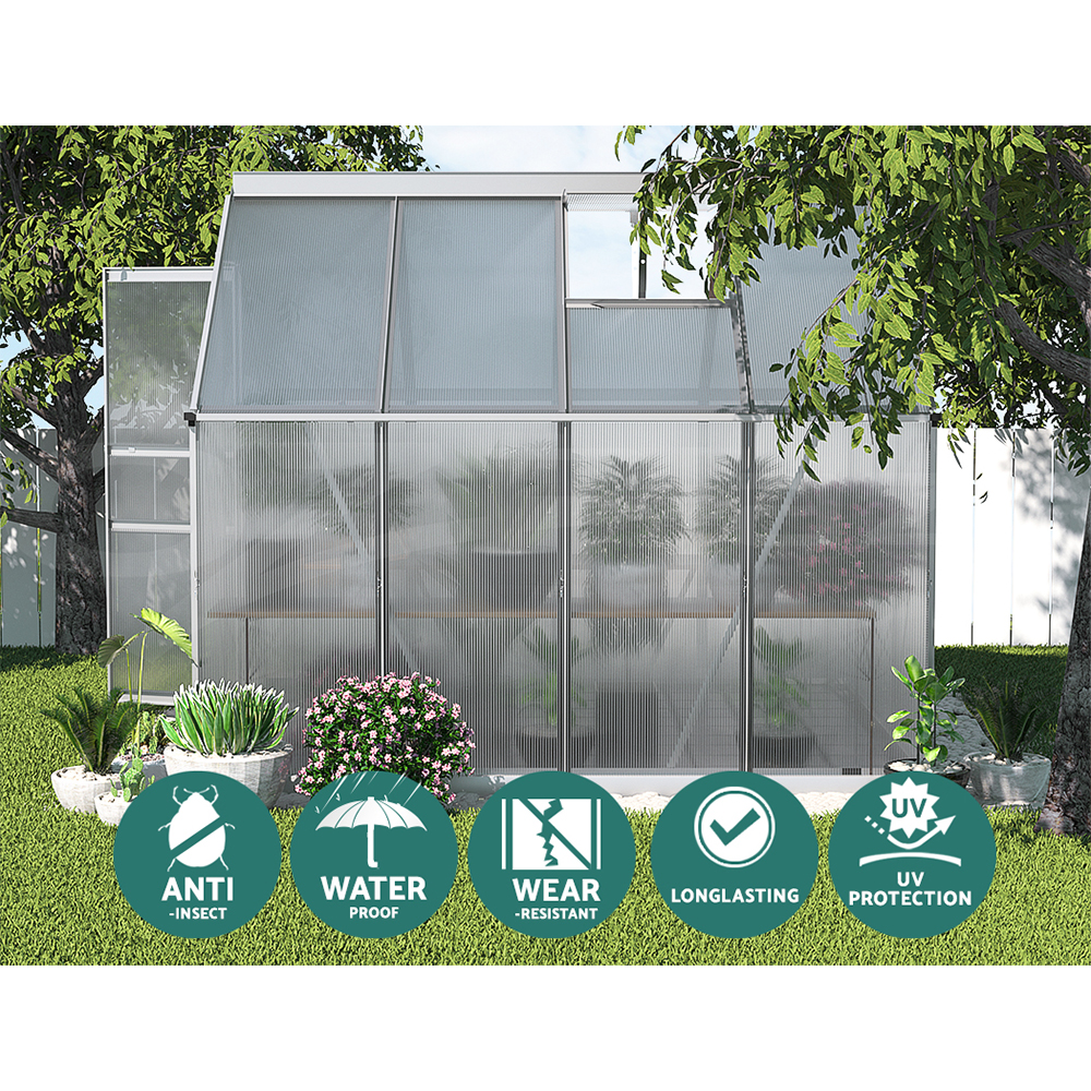 Green Fingers Greenhouse Aluminium Green House Polycarbonate Storage Garden - Picture 30 of 131
