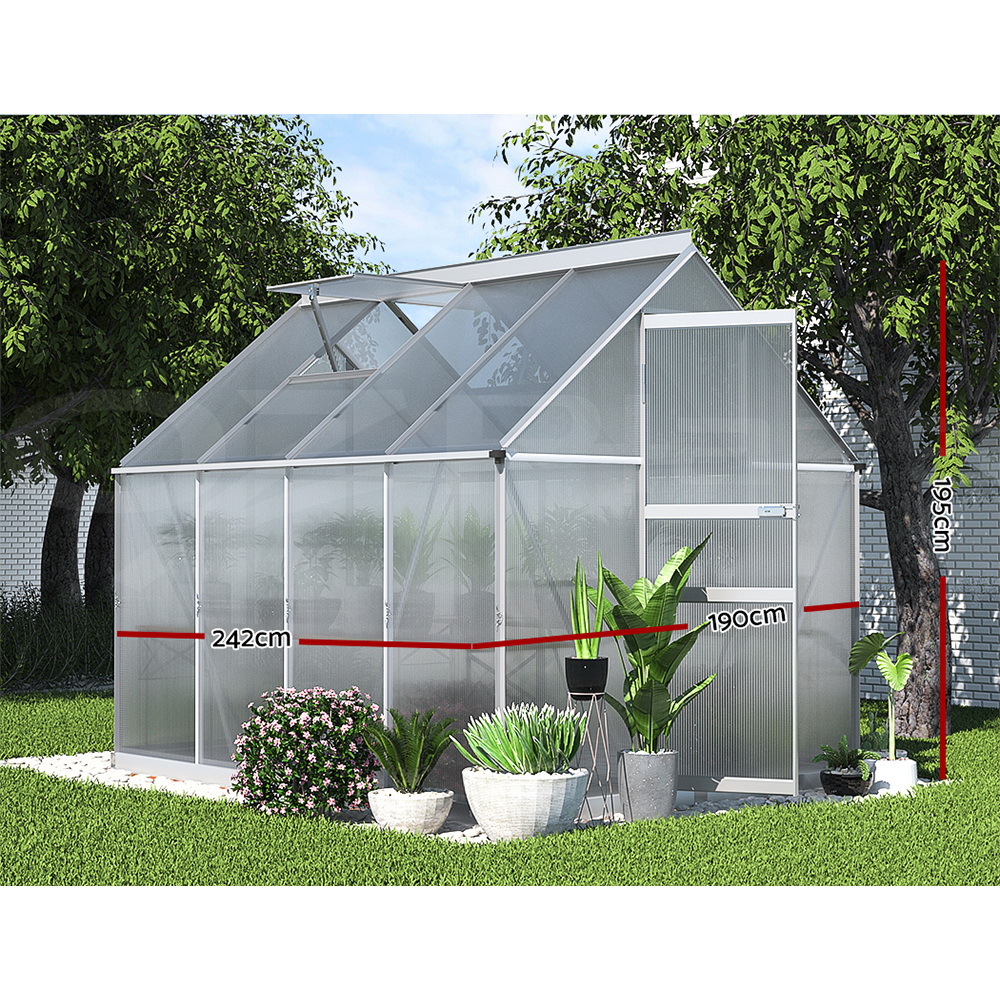 Green Fingers Greenhouse Aluminium Green House Polycarbonate Storage Garden - Picture 37 of 131